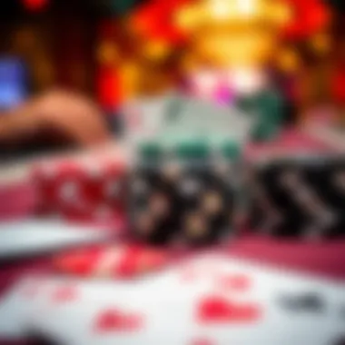 Thrill of Play A close-up of chips and cards reflecting the thrill of play