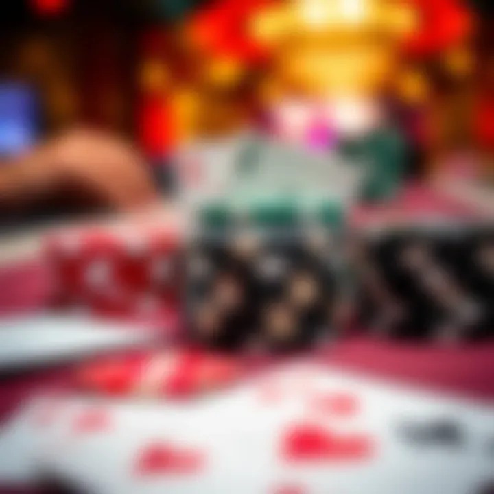 Thrill of Play A close-up of chips and cards reflecting the thrill of play