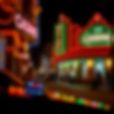 Vibrant nightlife scene outside a Mississippi casino