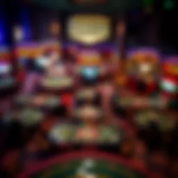 Aerial view of the Eureka Casino Poker Room showcasing its vibrant atmosphere