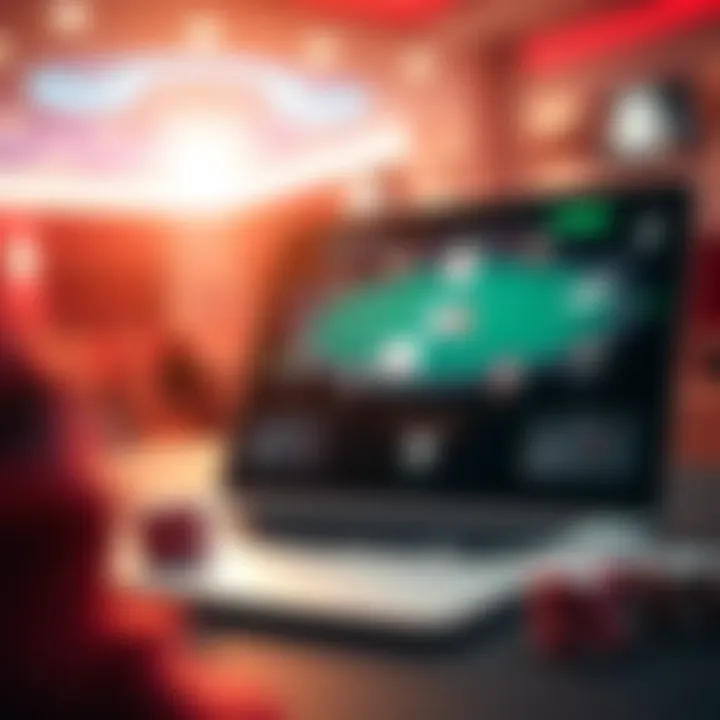 Laptop showcasing an online poker interface