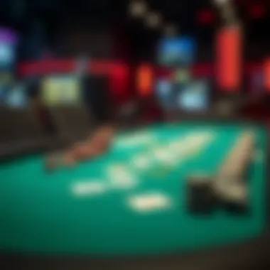 Virtual poker table with cards and chips