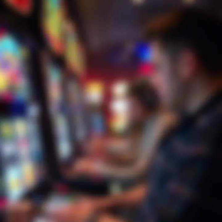 Strategizing for Success at Slots A close-up view of a gamer strategizing at a budget-friendly slot machine