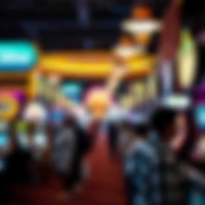 A bustling casino market with visitors enjoying various gaming experiences