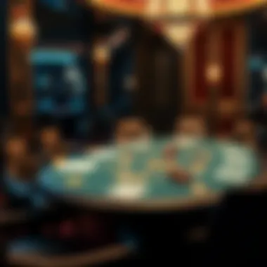 A luxurious poker table set up with chips and cards in an elegant setting