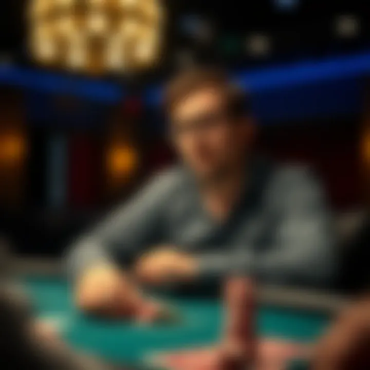 A thoughtful player contemplating decisions at a poker table