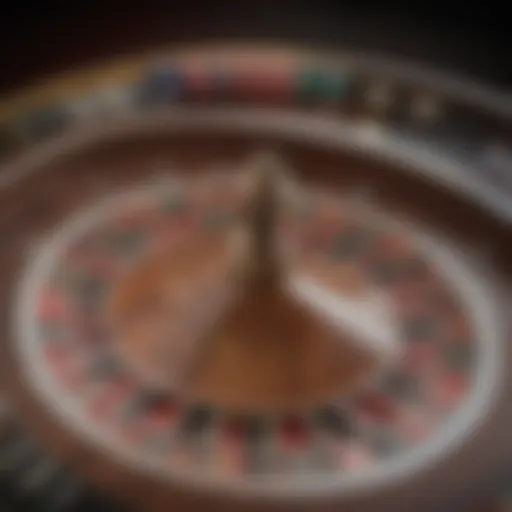 A close-up view of a roulette wheel in motion, showcasing the spinning action.