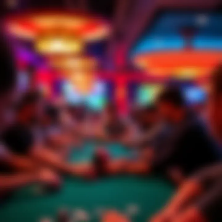 A vibrant poker table filled with eager participants