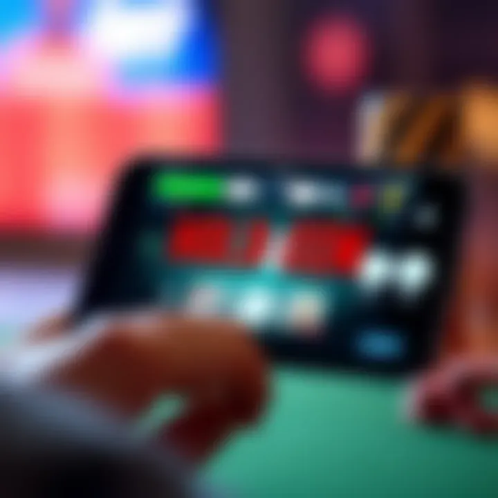 Interface of Hold Em or Fold Em App A close-up of a smartphone displaying the Hold Em or Fold Em app interface.
