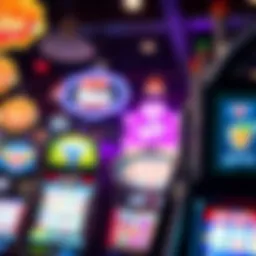 A vibrant slot machine display showcasing vivid symbols and dazzling lights