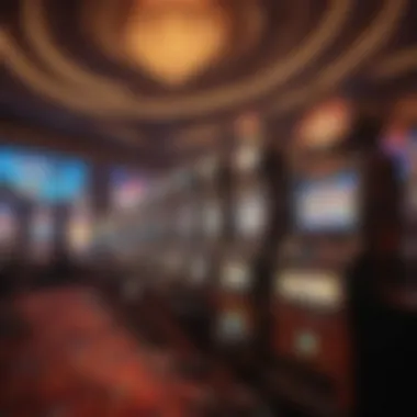 A vibrant scene of a Las Vegas casino filled with slot machines