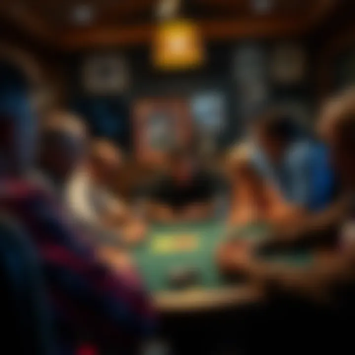 Group of players engaged in an intense poker game