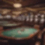 A vintage casino setting showcasing classic gaming tables.