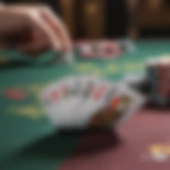 A close-up of a blackjack game setting emphasizing rules