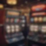 An artistic depiction of classic and modern slot machines