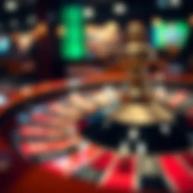 Close-up of a roulette wheel in motion