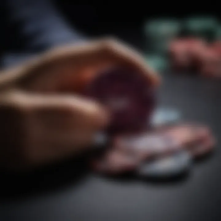 Expert examining casino chips under UV light.