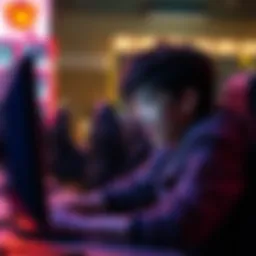 A gamer enthusiastically engaging with a popular online game