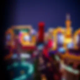 A panoramic view of the Las Vegas Strip at night, showcasing vibrant lights and iconic landmarks.
