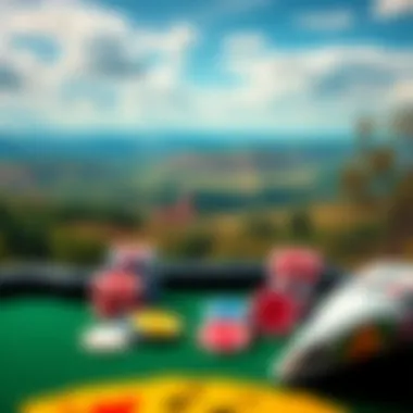 A scenic view of Kentucky's landscape with poker elements