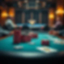 Strategic poker table setup with chips and cards