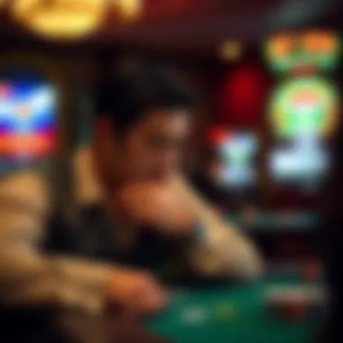 Player contemplating their next move in Mississippi Stud