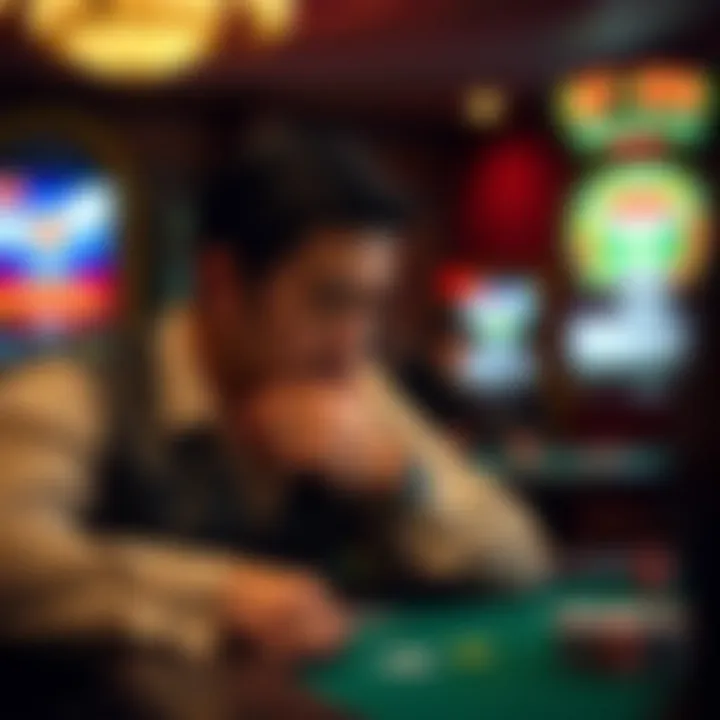 Player contemplating their next move in Mississippi Stud