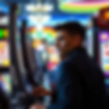 A thoughtful player contemplating strategy at a slot machine