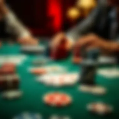 Strategic gameplay elements in poker with cards on a table