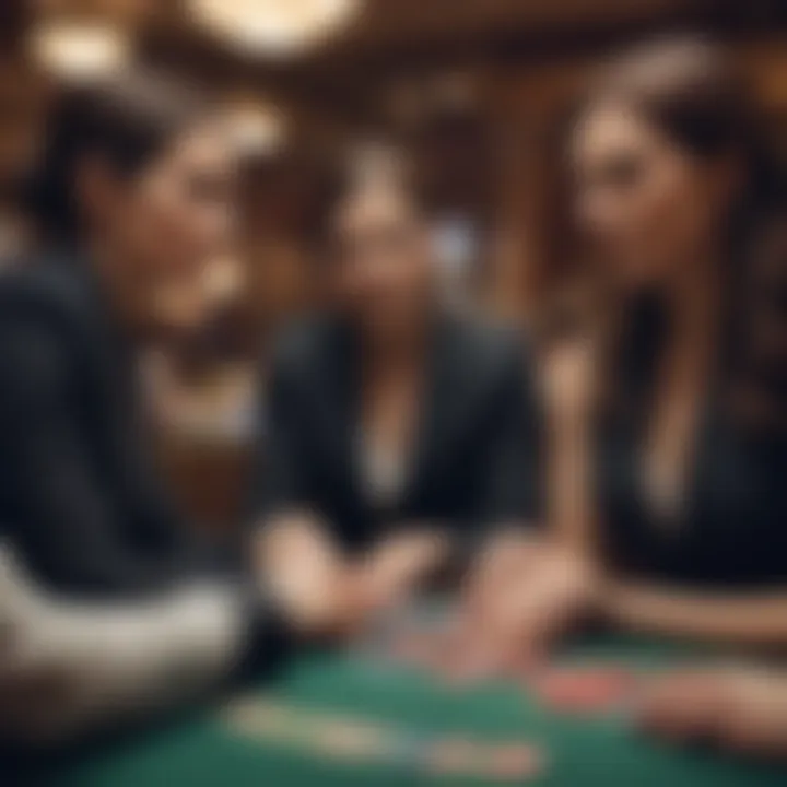 A diverse group of female executives collaborating over a strategic plan in the gambling industry.