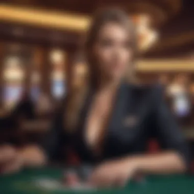 A powerful female leader in a casino setting, showcasing confidence and authority.